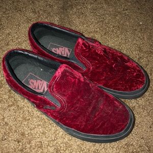 Vans Oxblood Velvet Slip-Ons